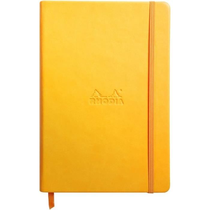 RHODIA 118558C – Elastic Notebook Unlimited Orange – 9 x 14 cm – Lined – 120 Removable Pages – White Clairefontaine Paper 80 g/m² – Velvet Soft Cover – Unlimited