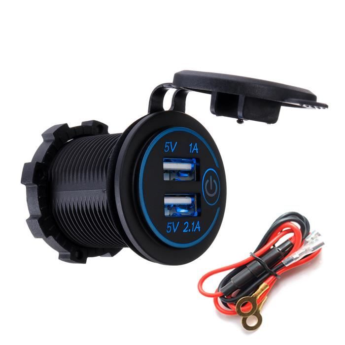 Tempsa Adaptateur Prise 12v 24v 2 Usb Allume Cigarette Chargeur Cable Our Moto Bateau Voiture Bleu Led Cdiscount Auto