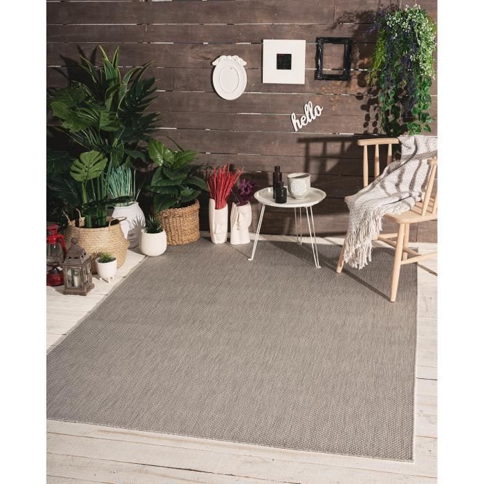 the carpet Mistra - Tapis tissé à plat, design moderne, convient pour l'extérieur, Gris 160x220 cm