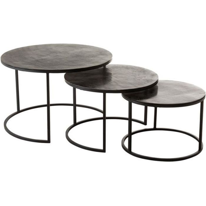Tables Gigognes Rondes Metal Noir Zandvort L 80 X L 80 X H 40