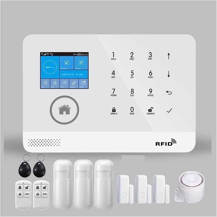 Système Alarme Maison GSM/Wifi Tuya - Contrôle Par App Smart Life - 99 Zones - Neuf