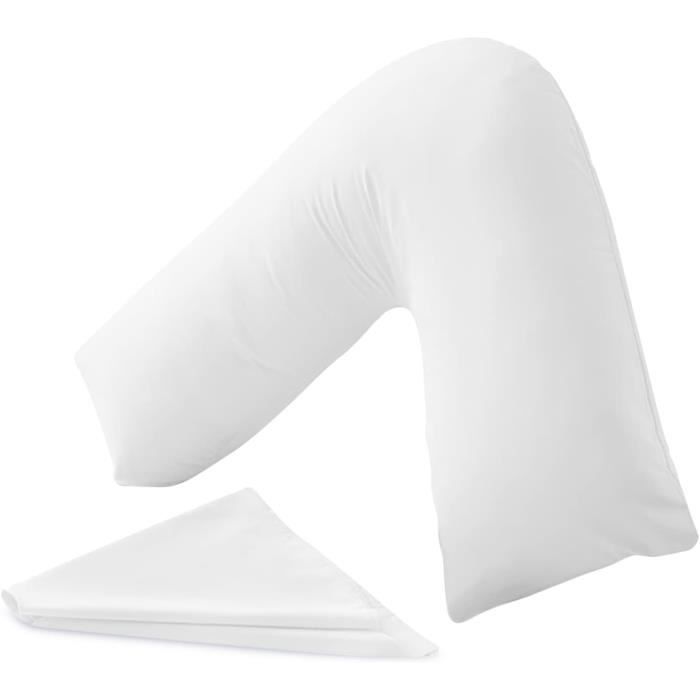 Oreiller En V Orthopédique - Soutien Cou & Dos - Grossesse & Allaitement - 70x35x35 Cm - Fibre Végétalienne