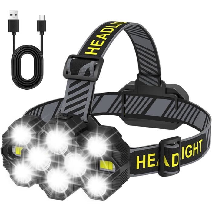Lampe Frontale LED Ultra Puissante, Rechargeable Et étanche, Lumière