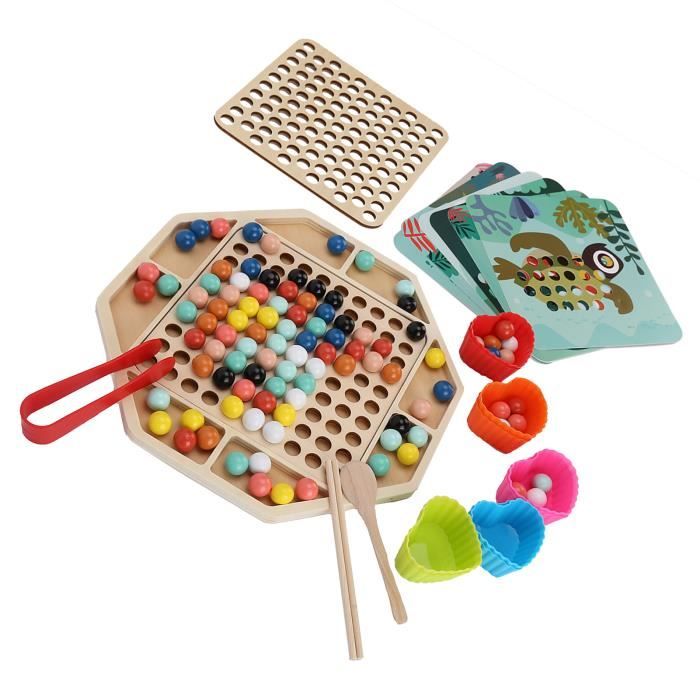 Jeu De Perles à Clip Interactif En Bois - Kit Créatif Éducatif Pour Enfants Dès 36 Mois, Tri De Couleurs Et Motricité Fine