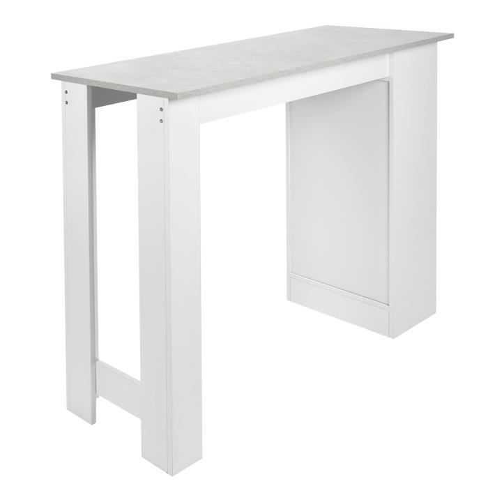 HOMCOM Table De Bar Haute Cuisine Mange-Debout - 120x40x100cm Plateau Marbre Blanc Piètement Acier, Repose-Pied