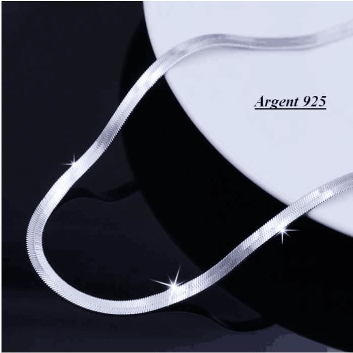 Chaîne De Cou Maille Singapour 50 cm En Argent Massif 925/000 Bijoux Femme