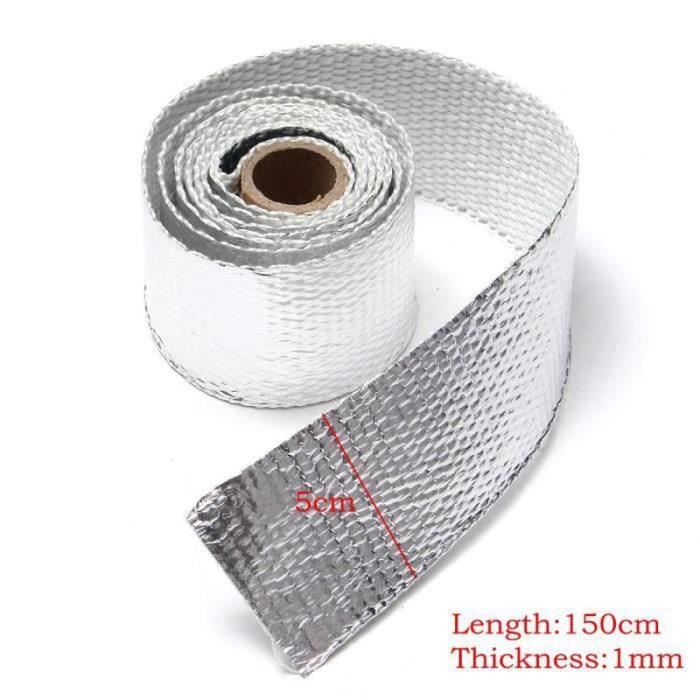 Bande Thermique Pour échappement Moto - 2 Rouleaux 5m X 5cm Argent Avec Attaches - Isolant Collecteur, Réduction Chaleur Et Bruit - 5