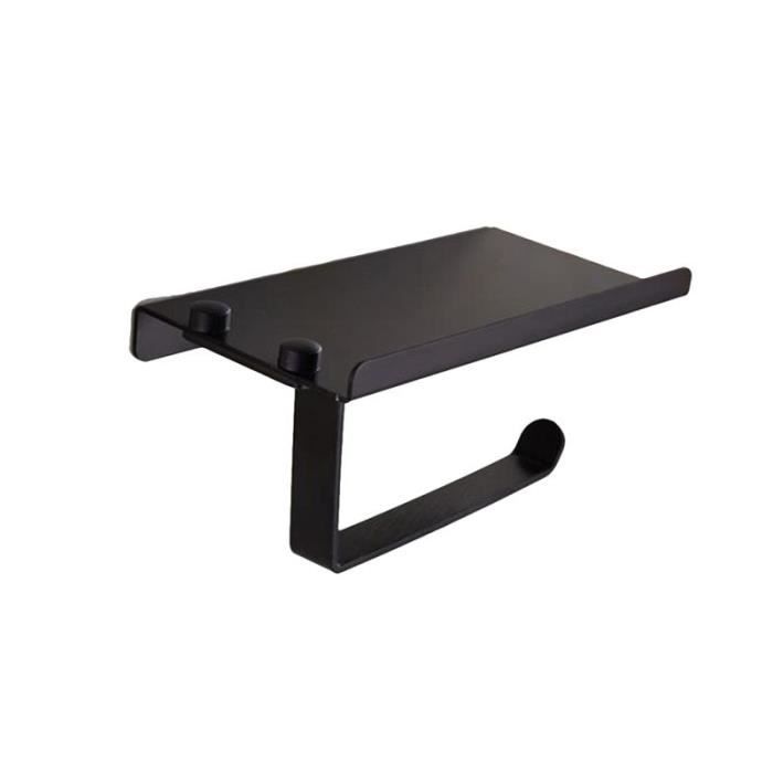 Porte-papier Toilette Avec ÉtAGère – Support Mural En Aluminium Épais, Noir Moderne (Salle De Bain)
