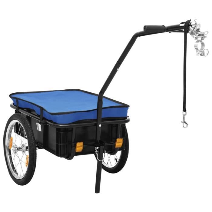 Remorque de vélo/chariot à main 155x60x83 cm Acier Bleu