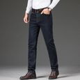 Pantalon en Jeans Homme Coupe Droite Grand Taille Jean Stretch Business 5 Poches Taille Haute Effet Délavé-1