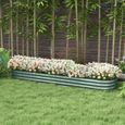 Carré potager de jardin en tôle d'acier ondulée vert - OUTSUNNY - Modulable - 240L x 62l x 30H cm-1