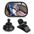 Miroir Auto Bébé Rétroviseur, 2 en 1 Retroviseur De Surveillance Réglable avec Ventouse et Clip Miroir de Voiture -1