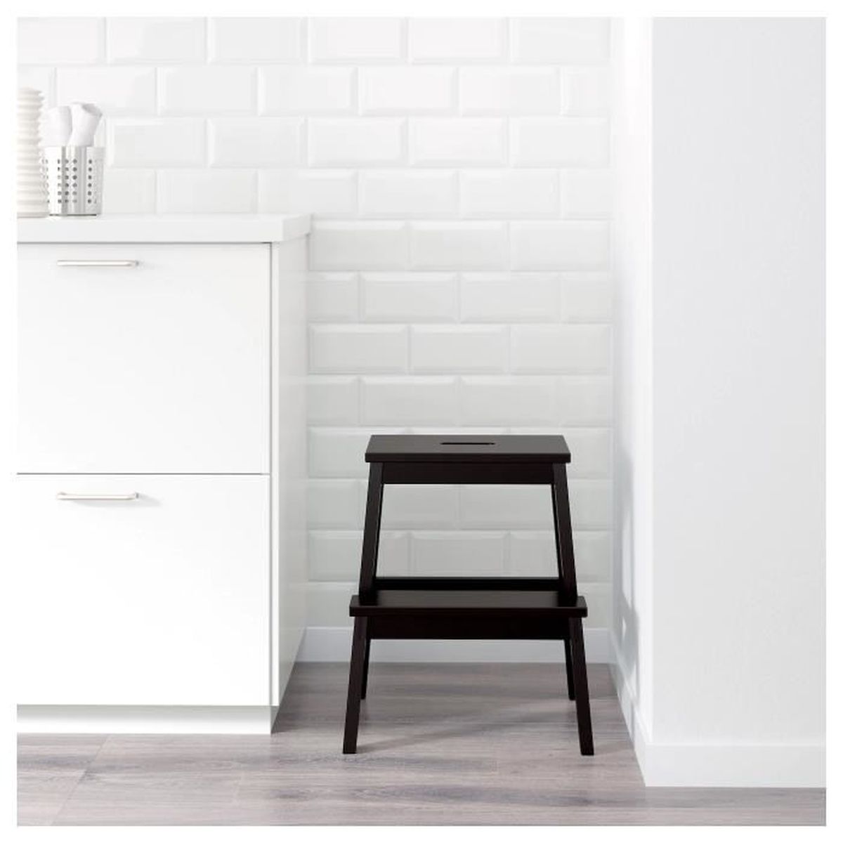 Ikea Marchepied Noir Bois Massif 39 X 43 X 50 Cm Achat