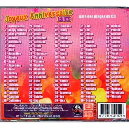 Cd Joyeux Anniversaire 96 Prenoms Filles Achat Cd Cd Compilation Pas Cher Boitier Compilation Cd Joyeux Anniversaire 96 Prenoms Filles Achat Cd Cd Compilation Pas Cher Boitier Compilation