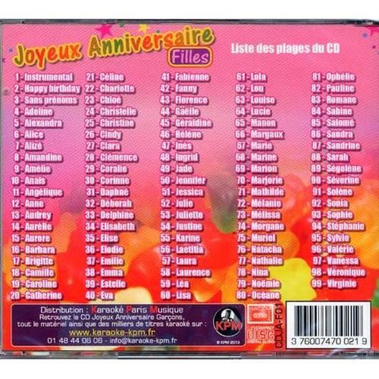 Cd Joyeux Anniversaire 96 Prenoms Filles Cdiscount