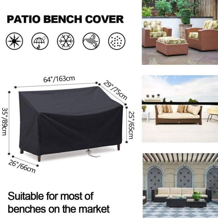 Housse De Banc Jardin 2-3 Places GARPROVM - Imperméable Oxford 600D, Protection UV Coupe-Vent, 148x84x79 Cm