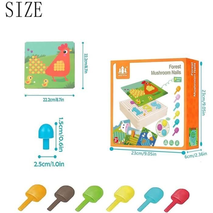 Mosaique Bois Jeu De Mosaïque à Perles Pour Enfants - 240 Perles, 10 Mosaique Bois Jeu De Mosaïque à Perles Pour Enfants - 240 Perles, 10