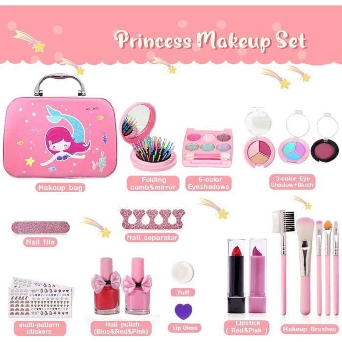 Coffret Maquillage Enfant Fille 57 Pièces - Jouet Lavable Rose - Âge 5-7 Ans - Neuf