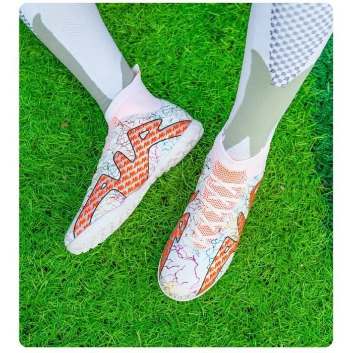 WYD™ Chaussures de football professionnelles montantes pour hommes, crampons  de football TF antidérapants à la mode - Blanc Orange - Cdiscount Sport