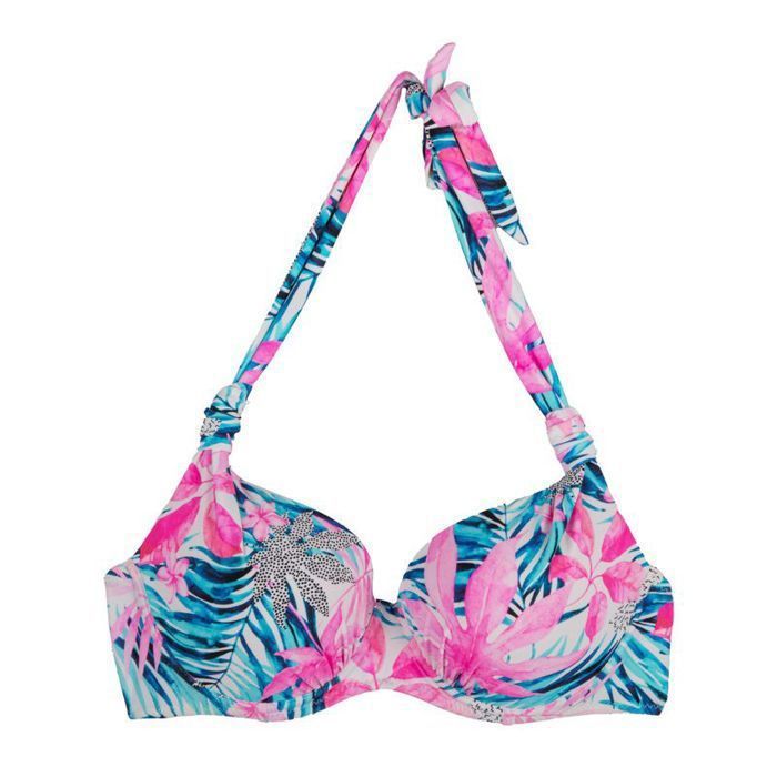 HAUTE PRESSION Maillot De Bain 2 Pièces Fille - Marine à Noeud Et Galon Rose - Taille 12-16 Ans