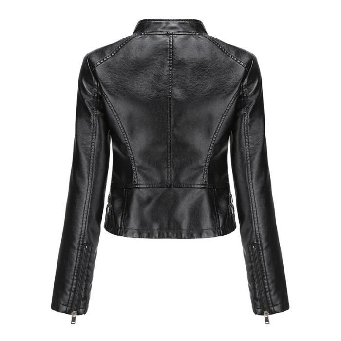 Blouson Court Femme Simili Cuir Printemps et Auotmne Veste Mi