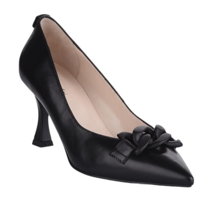 Escarpin Tamaris pour femme en cuir noir - Talon 7cm et plateau 1cm