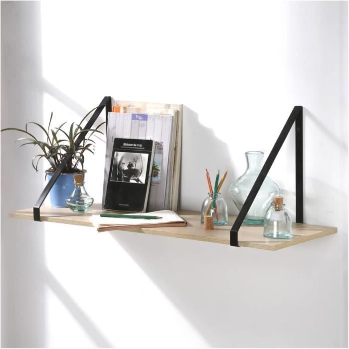 PAVSTINE Lot De 2 Étagères Murales Métal Flottantes 30 Cm - Étagère Industrielle Noire Charge 10kg Pour Livres, Cadres Photos, Vinyles Et Décoration