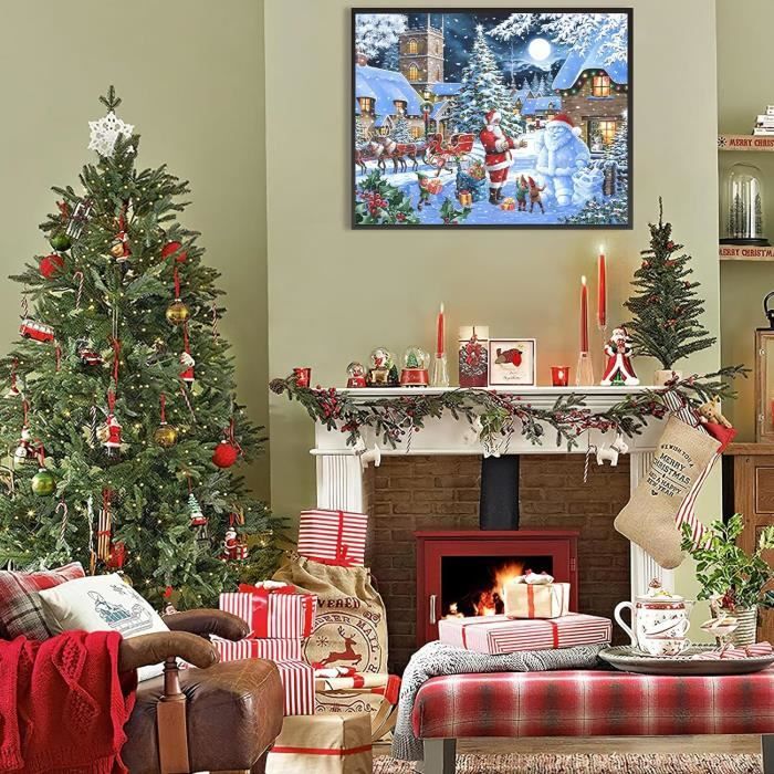 Kit Peinture Par Numéros Adulte 2 Toiles De 40x50cm - Père Noël - Loisir Créatif Anti-stress