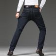 Pantalon en Jeans Homme Coupe Droite Grand Taille Jean Stretch Business 5 Poches Taille Haute Effet Délavé-2