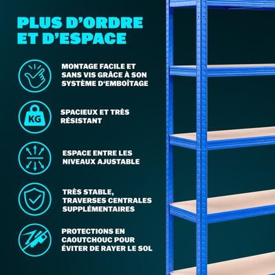 Monzana Lot De 2 Étagères Charge Lourde Rouge 5 Niveaux 180x90x40cm - 875kg Par Étagère - Rangement Garage Atelier