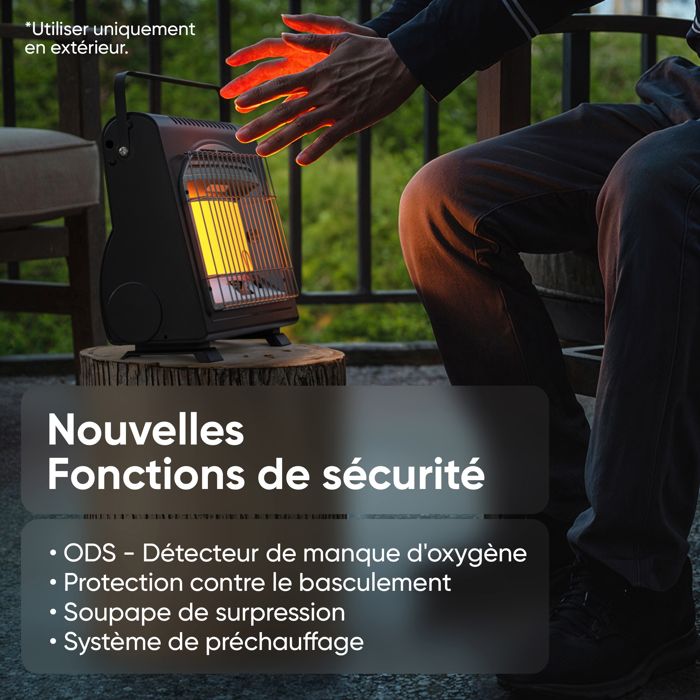 Light-EBTOOLS Appareil de chauffage portatif extérieur Tente de camping