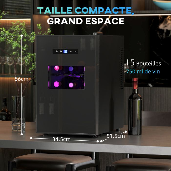 Cave à vin, 15 bouteilles, 39L, Réfrigérateur pour boissons, éclairage — free download