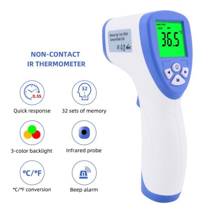 Vente de Thermomètre infrarouge frontal IR Thermomètre sans contact pour  bébé / adulte TP500 en ligne 