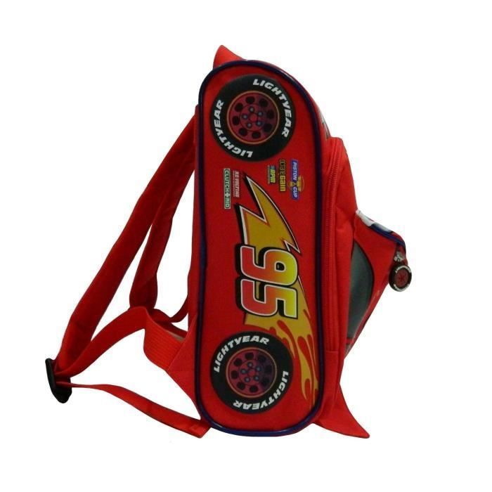 Sac à dos 31 cm avec poche Disney Cars Voiture Flash McQueen Rouge