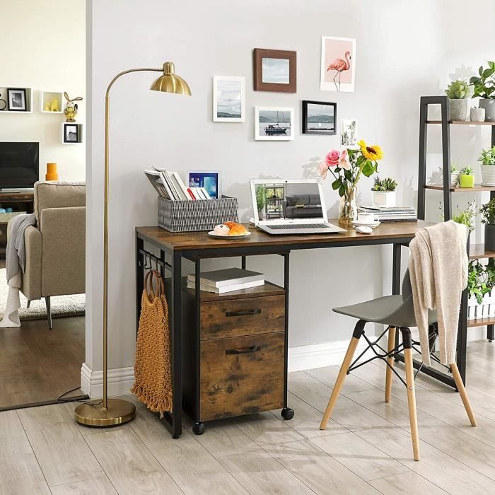 VASAGLE bureau, table, poste de travail, avec 8 crochets, 140 x 60