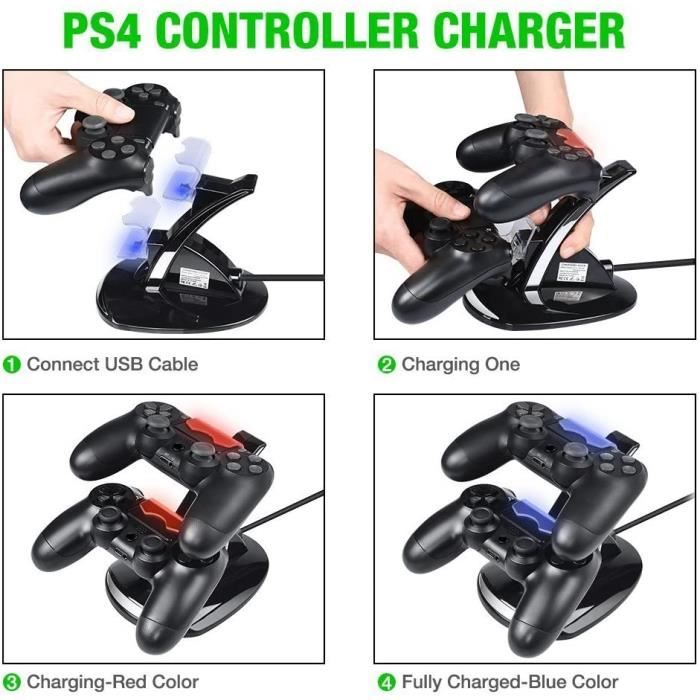 Chargeur manette PS4- PS4 Slim Pro, Dual Station de Recharge pour