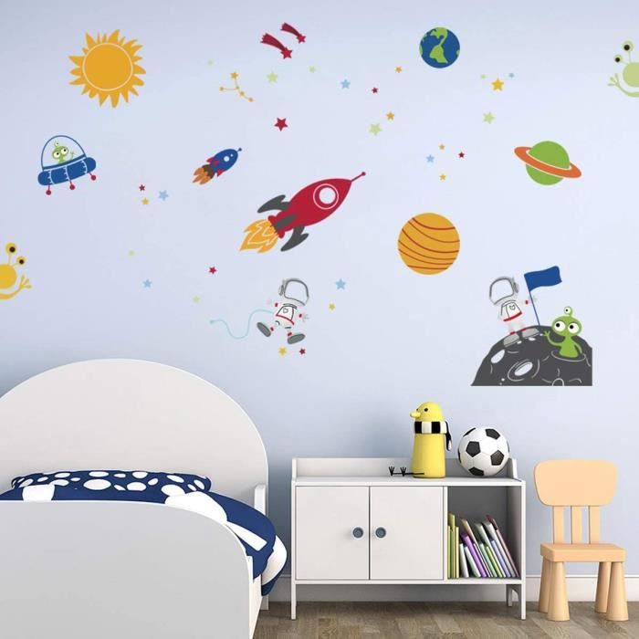 849 Pcs Stickers Muraux De Plafond Etoiles Lumineux Dans Le Noir Univers  Astronaute Galaxie, Espace Pour Enfants Garçons Fill[q289] - Cdiscount  Maison