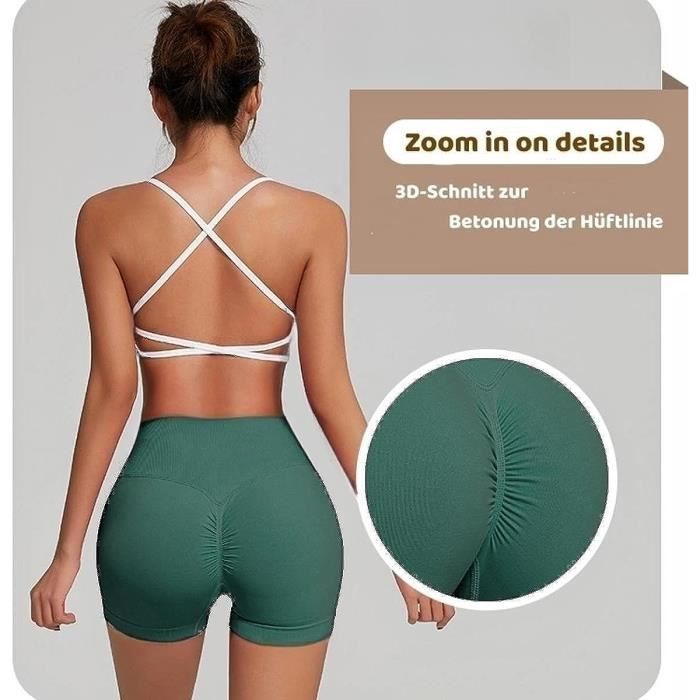 Short Sport Femme Taille Haute Push Up - Anti Frottement Cuisses - Pour Yoga, Course, Vélo, Fitness