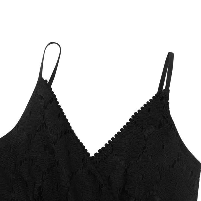 Combinaison Femme Évidée Décolleté Col en V Profond sans Manche