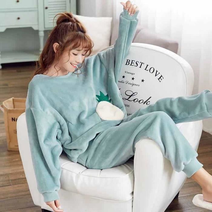 Pyjama chaud en flanelle pour femmes automne et hiver nouveau