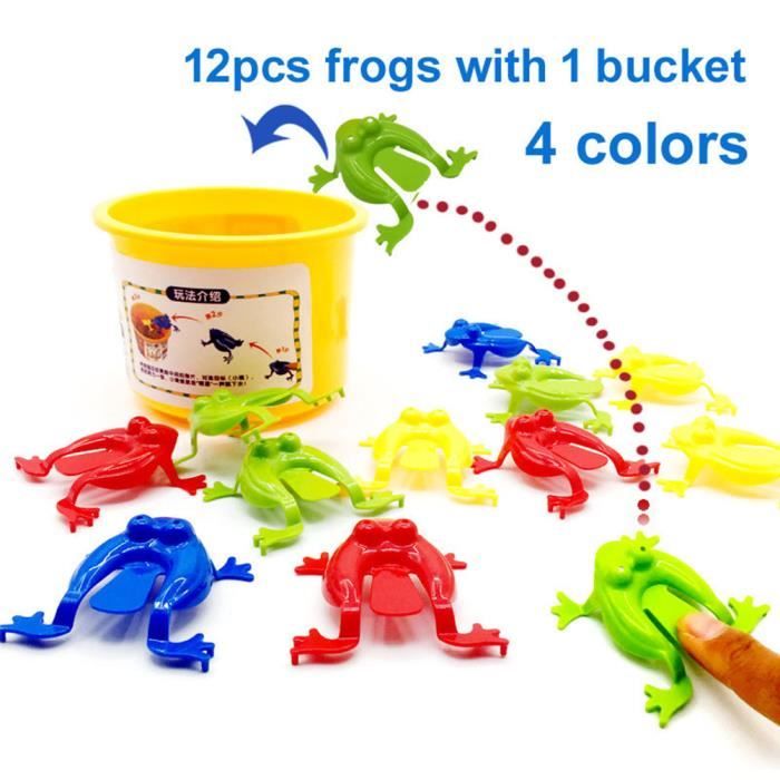 Jouet De Grenouille Sauteuse – 12 Pièces Avec Seau, Jeu Retournement, Plastique Coloré, Pour Filles Et Garçons Dès 3 Ans
