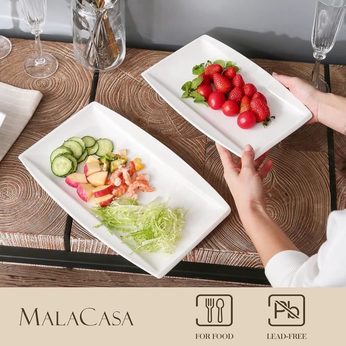 MALACASA Série BAKE, Lot de 4 Plats à Four en Céramique avec Poignées
