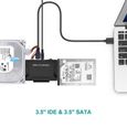 USB Disque Dur Adaptateur USB 3.0 vers IDE SATA, Cable USB 1m pour 2.5" 3.5" IDE SATA HDD SSD-3