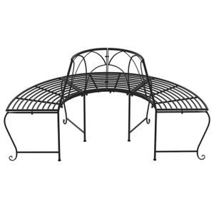 Banc Jardin Circulaire Noir 160cm - Tour D'arbre, Style Rétro Et Solide