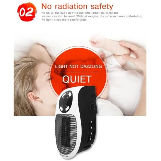 Chauffage D'appoint 500W Compact - Oscillation 360°, Silencieux, écologique Pour Chambre Et Bureau
