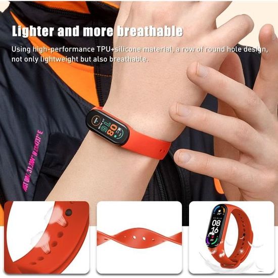 Bracelet De Rechange Silicone Noir Pour Xiaomi Mi Band 5 Et 6 - Largeur 15 Mm