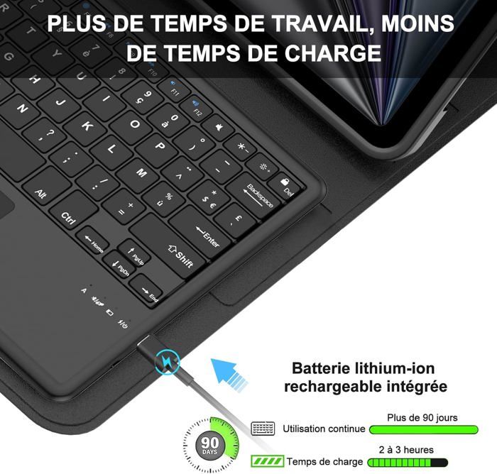 Avec Porte Crayon Magnétique Coque Clavier Bluetooth Pour IPad Air 13 (M3 2025, M2 2024) Et IPad Pro 12.9 - AZERTY Français, Détachable, Rose Clavier Bluetooth IPad Pro 12.9