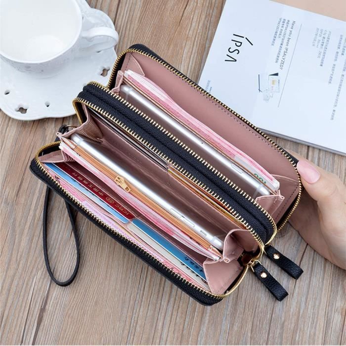 Porte-monnaie Femme HNOOM - Cuir PU - Format Court - 15x9,5cm - Multi-compartiments - Rose