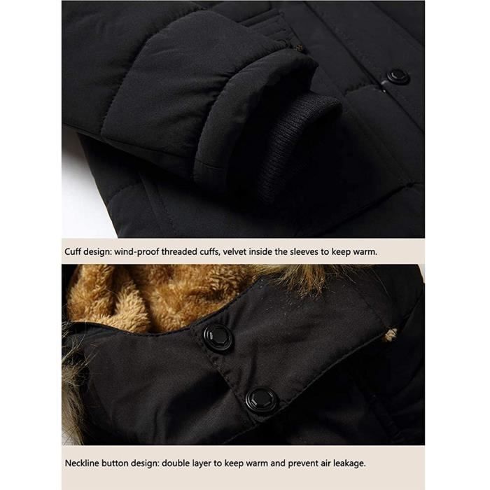 Youning Parka Hiver Homme – Chaud Fourrure Amovible, Capuche Détachable, Multi-Poches – Manteau Épais Outdoor Résistant