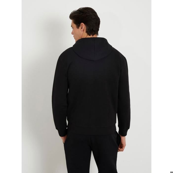 Pull Homme Guess Jeans 1/4 Zip - Marron/Beige, Taille L, 100% Coton - Occasion Très Bon état